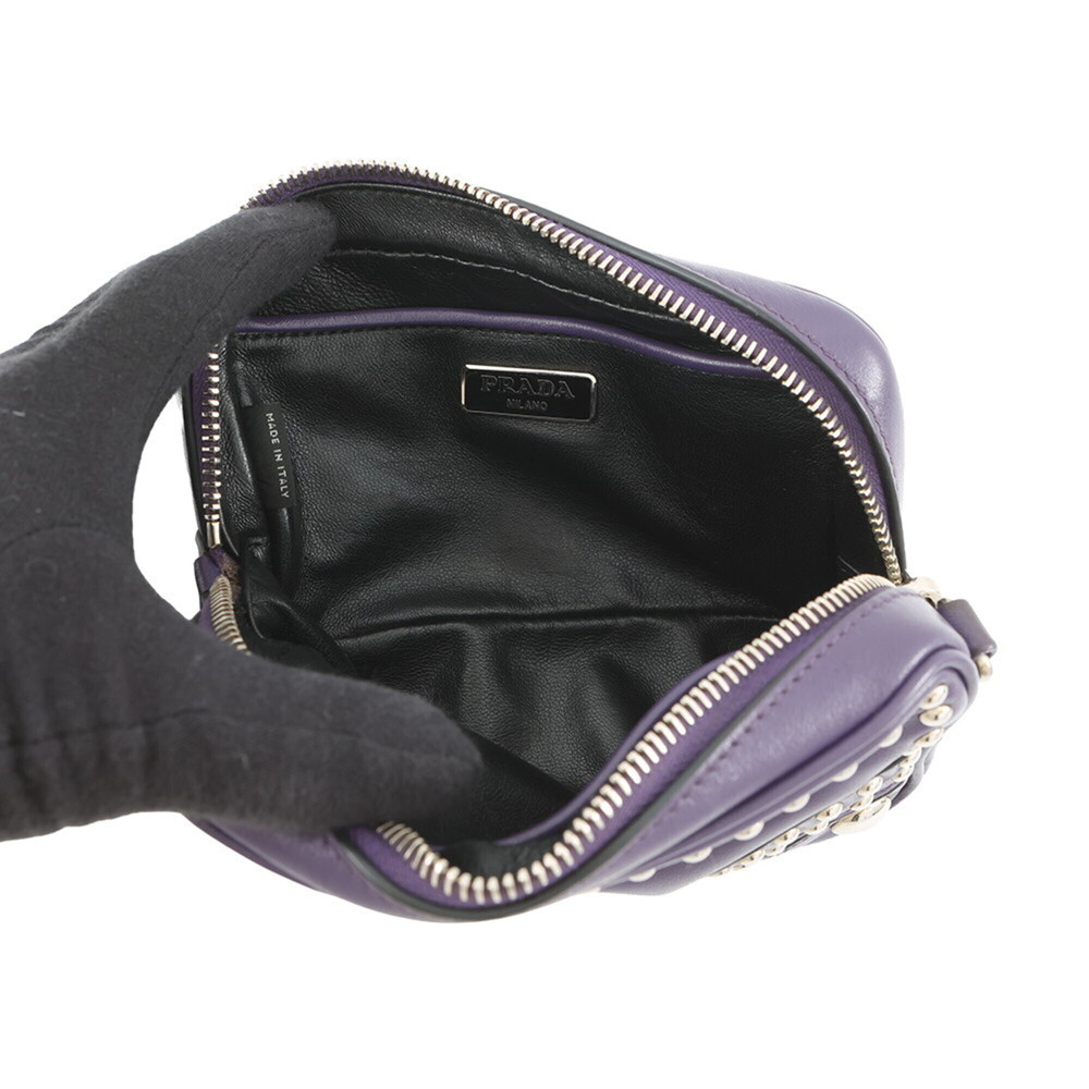 PRADA Purple Leather Shoulder Bag - Picture 5 of 16